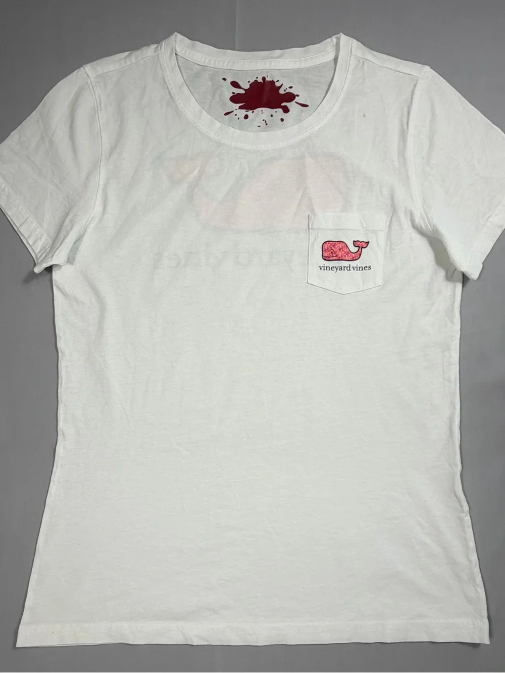 Vineyard Vines White Tee with Pink Patterned Whale Logo - Picture 2 of 7